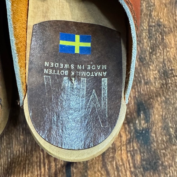 MIA Kiltie Leather Wooden Swedish Clogs in Brown EU 40 - Picture 10 of 11